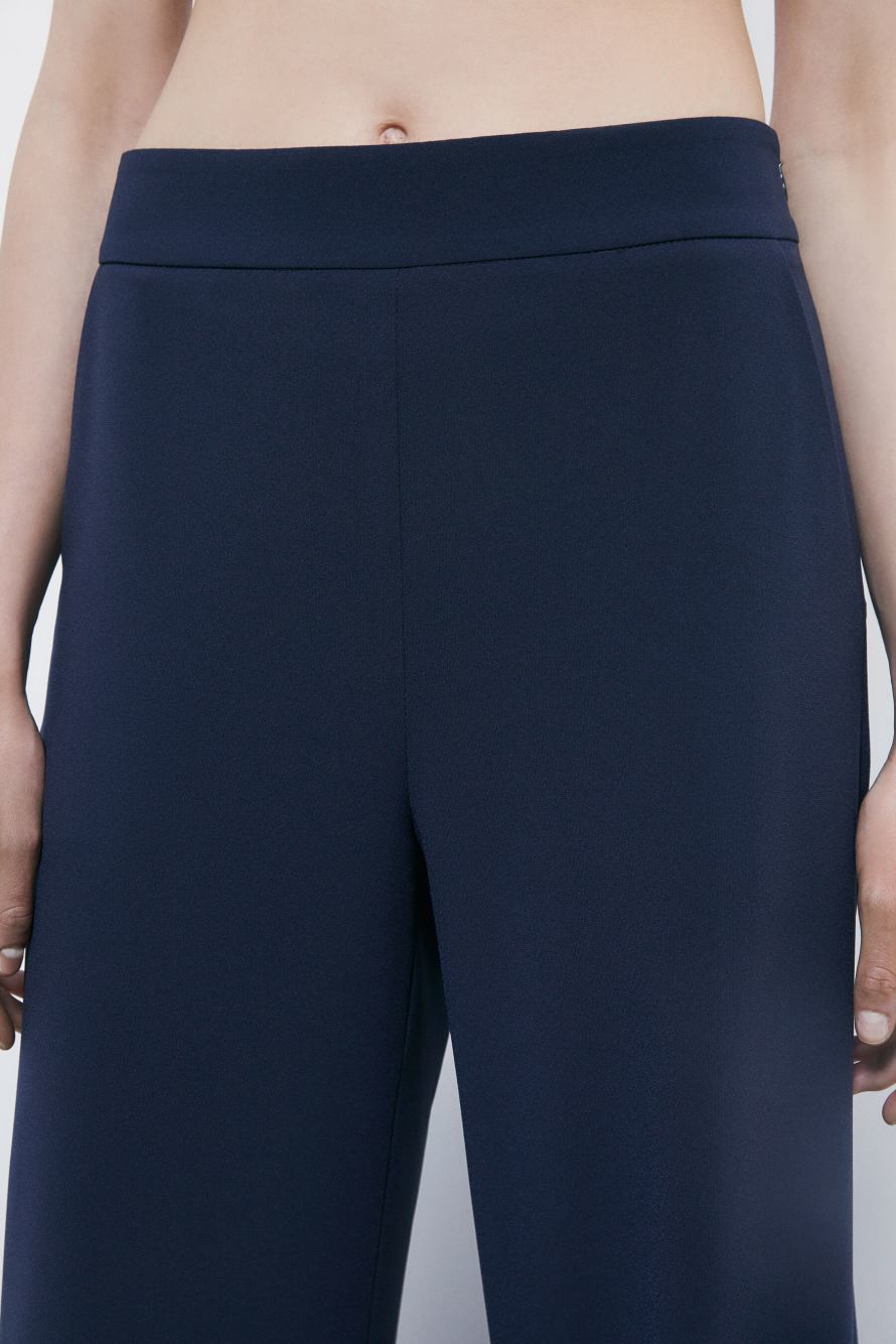 Stretch cr&ecirc;pe palazzo pants, Blue, Patrizia Pepe