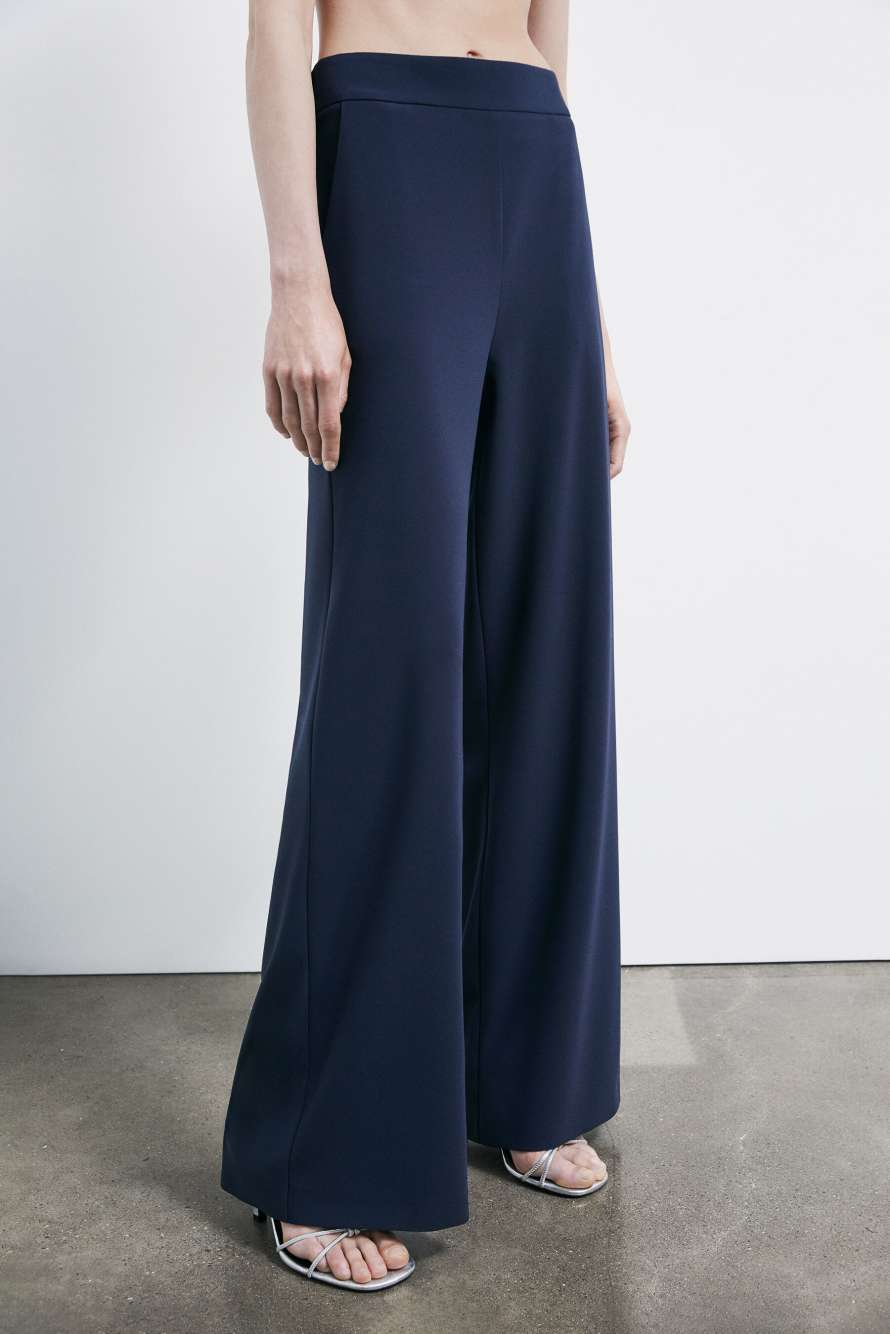 Stretch cr&ecirc;pe palazzo pants, Blue, Patrizia Pepe