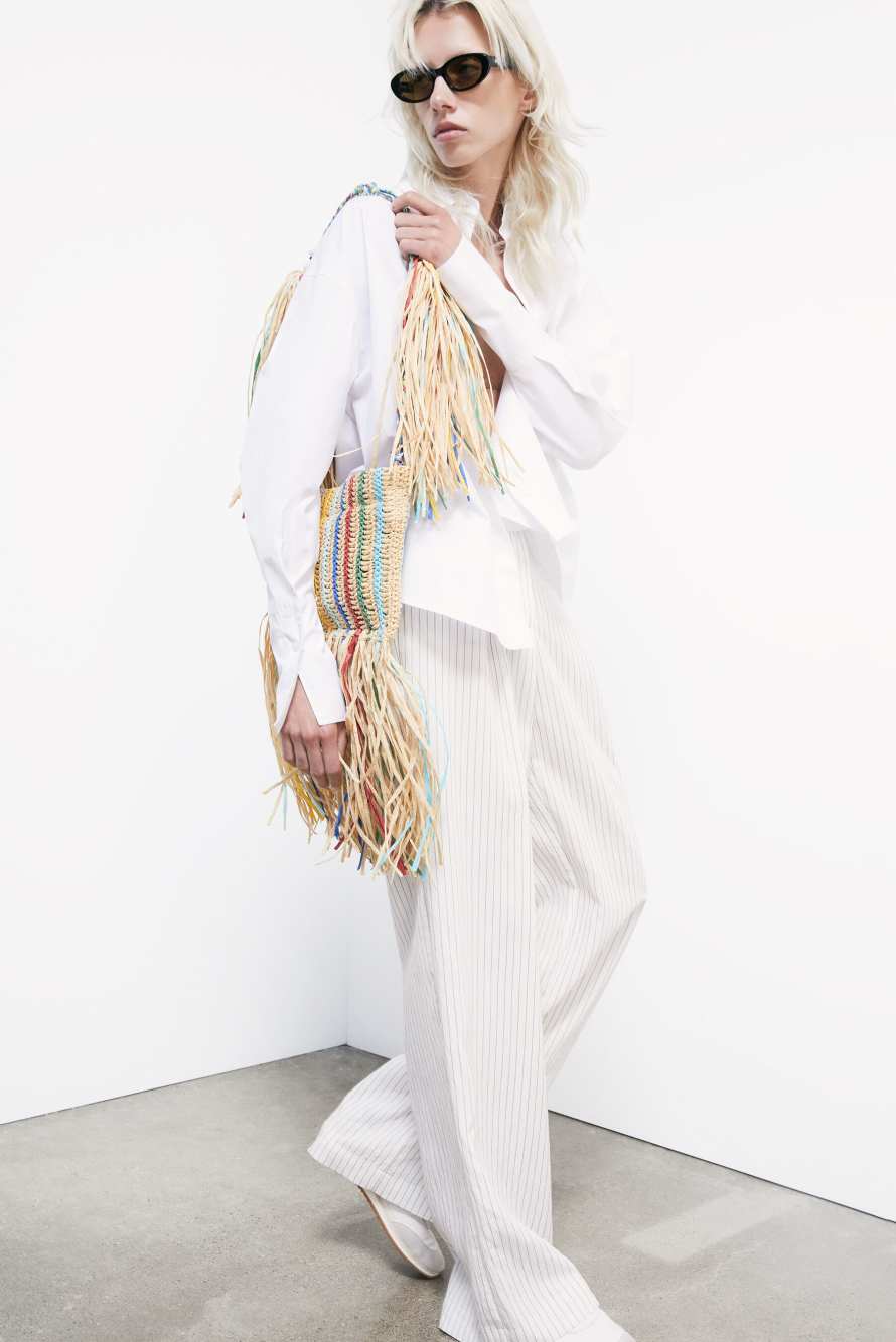 Boho raffia bag with fringes, Multicolor, Patrizia Pepe