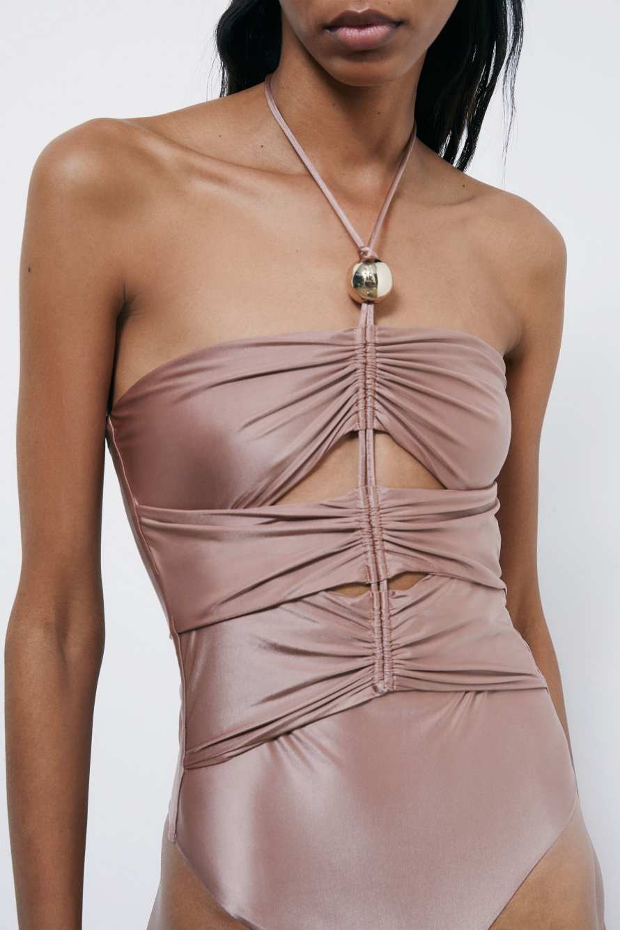 Draped swimsuit, Pink, Patrizia Pepe