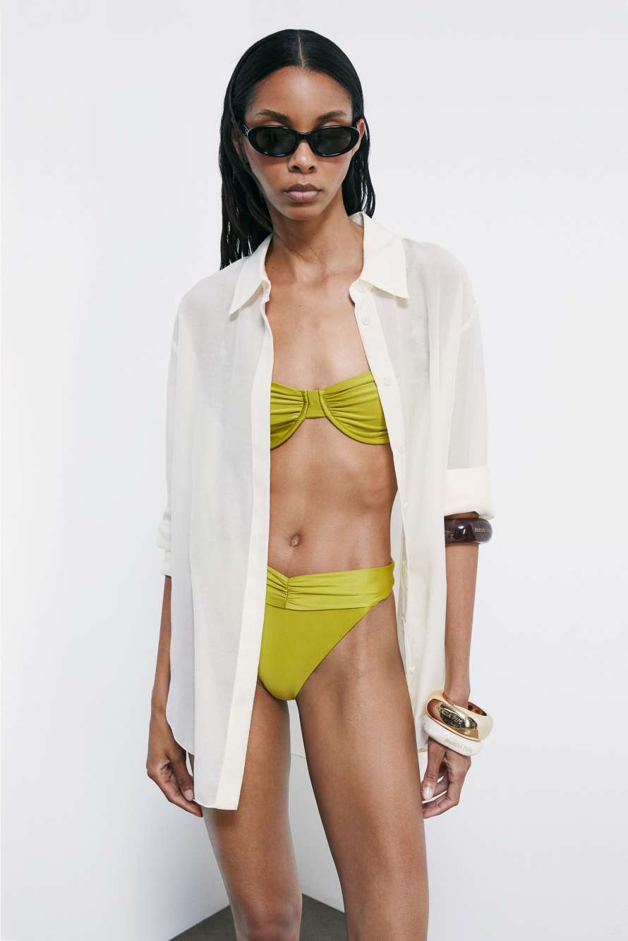 Ruched bikini bottom, Green, Patrizia Pepe