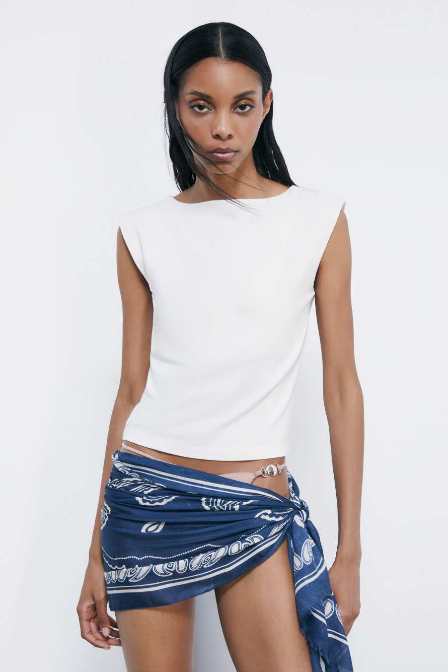 Top in jersey con cut-out, Bianco, Patrizia Pepe