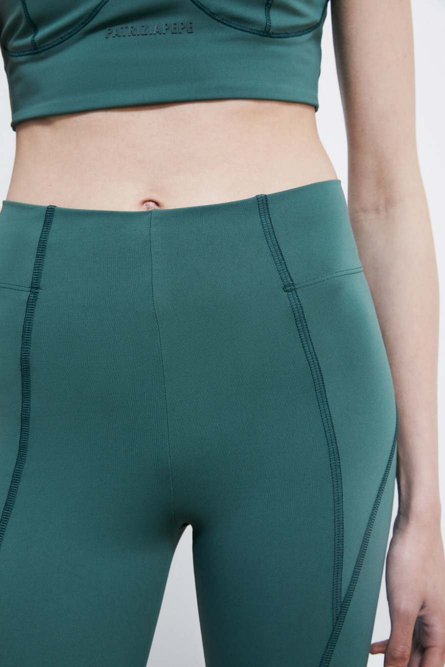 Self Retreat leggings in stretch jersey, Green, Patrizia Pepe