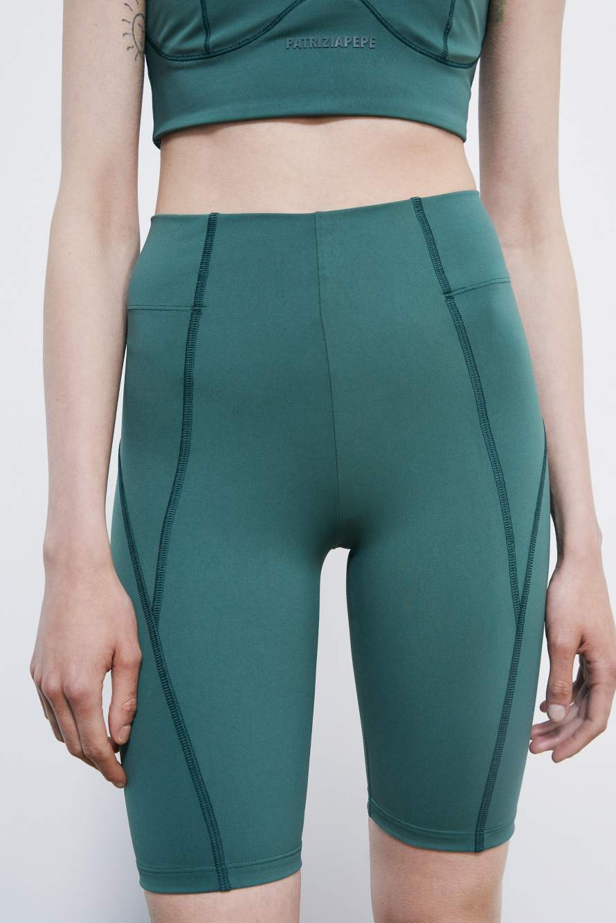 Self Retreat cycling shorts in stretch jersey, Green, Patrizia Pepe