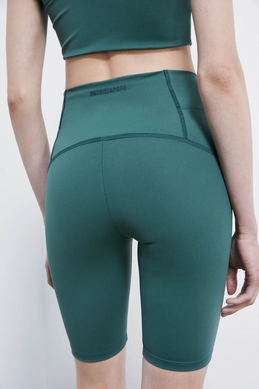 Self Retreat cycling shorts in stretch jersey, Green, Patrizia Pepe