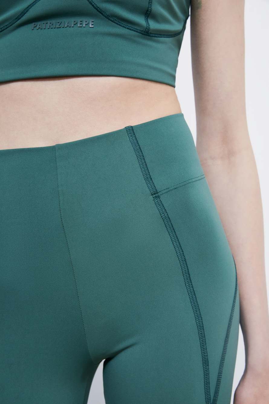 Self Retreat cycling shorts in stretch jersey, Green, Patrizia Pepe