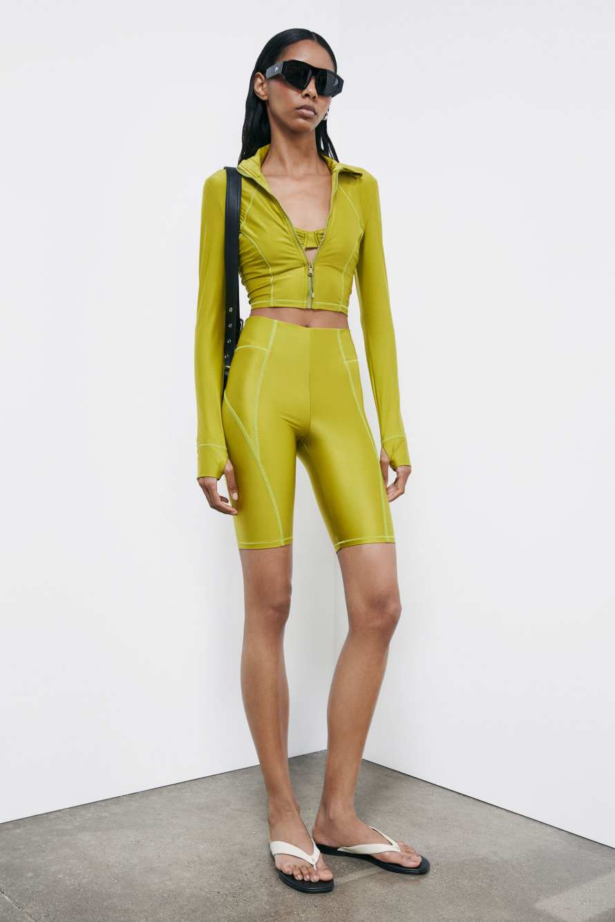Self Retreat cycling shorts in stretch jersey, Green, Patrizia Pepe