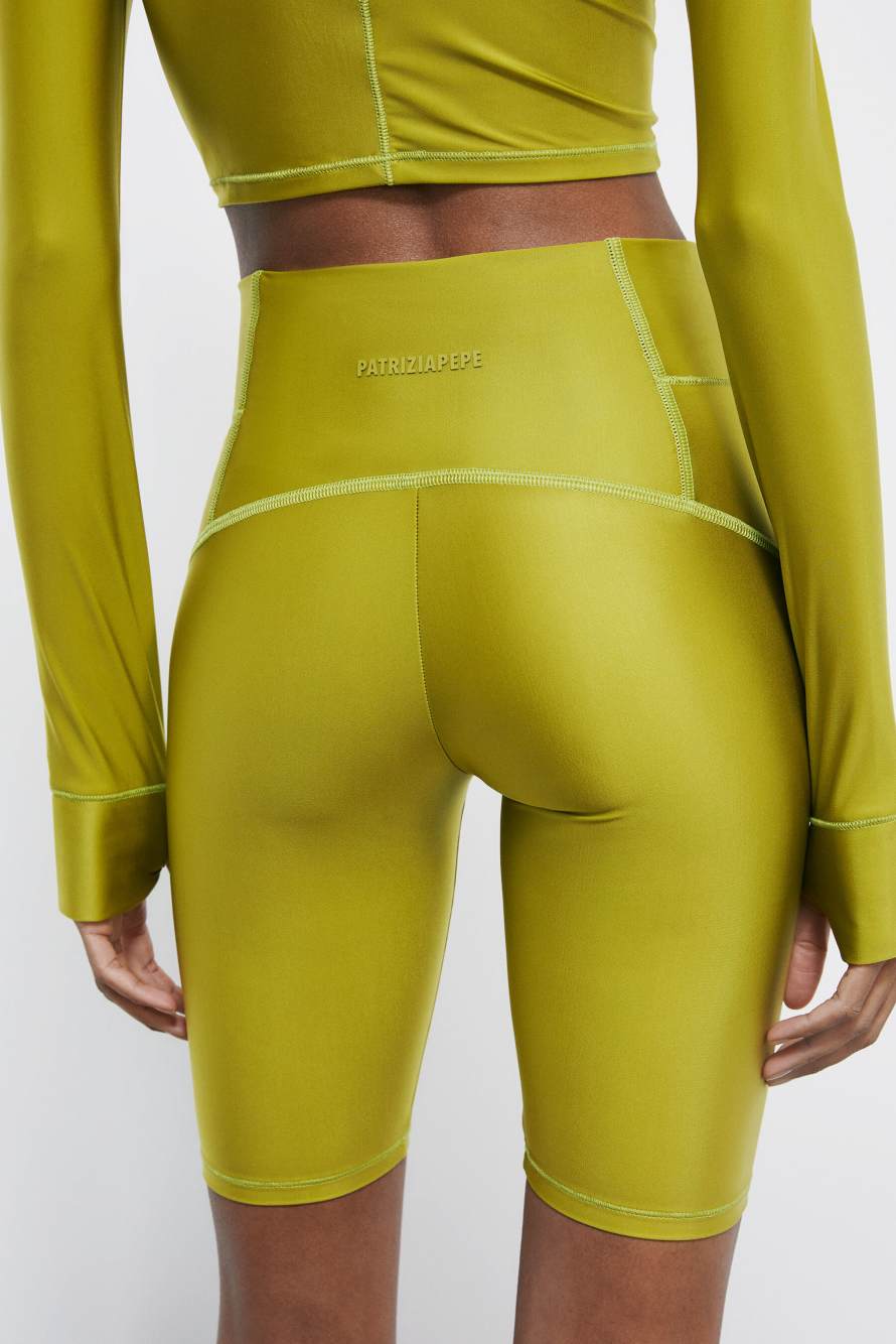 Self Retreat cycling shorts in stretch jersey, Green, Patrizia Pepe
