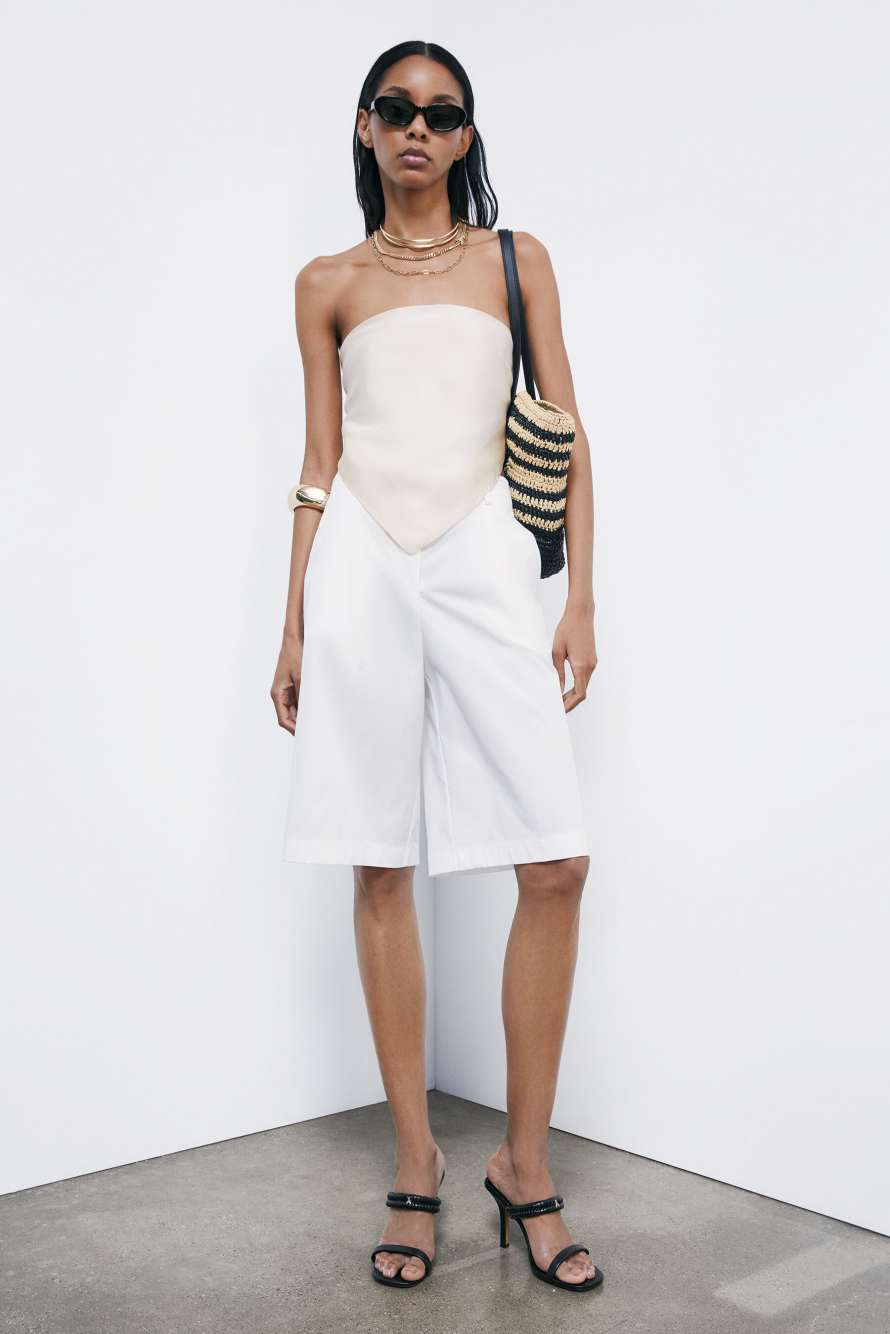 Poplin bermuda shorts, White, Patrizia Pepe