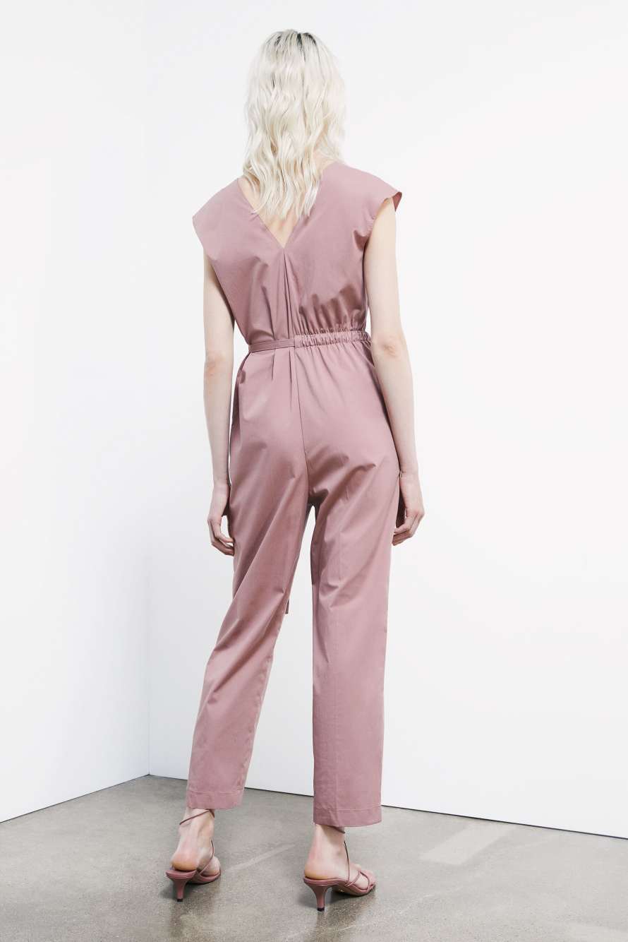 Poplin jumpsuit with belt, Pink, Patrizia Pepe