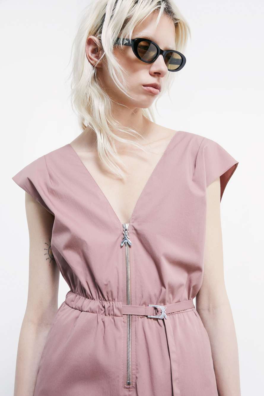 Poplin jumpsuit with belt, Pink, Patrizia Pepe