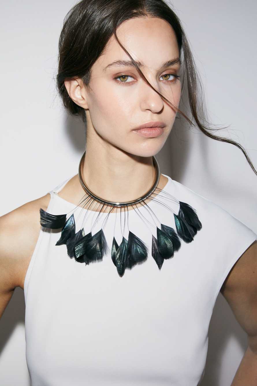 Feather choker, Black/Silver, Patrizia Pepe