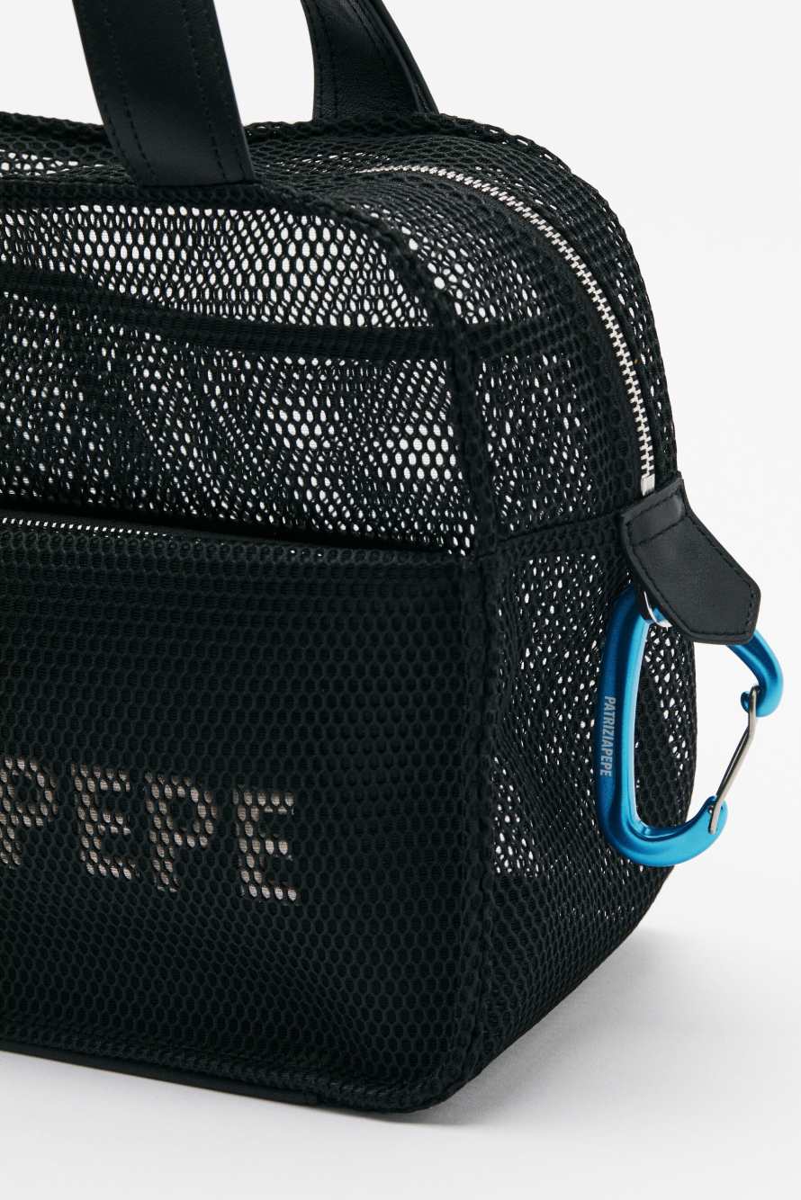 Shopping Bag (IM)PERFECTION in mesh, Black, Patrizia Pepe
