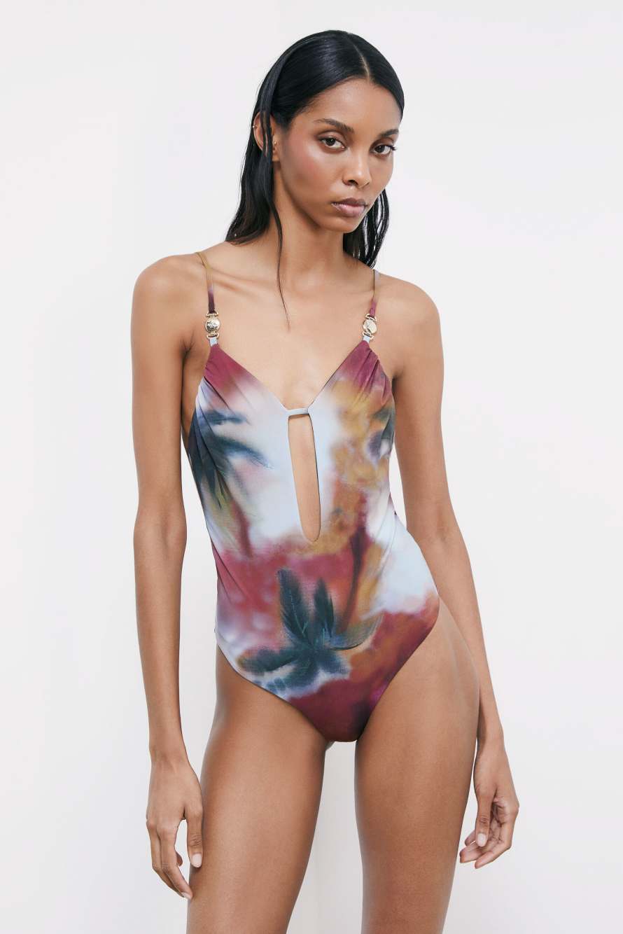 Badeanzug mit Cut-out im Summer-Faded-Print, Abstrakter Print, Patrizia Pepe