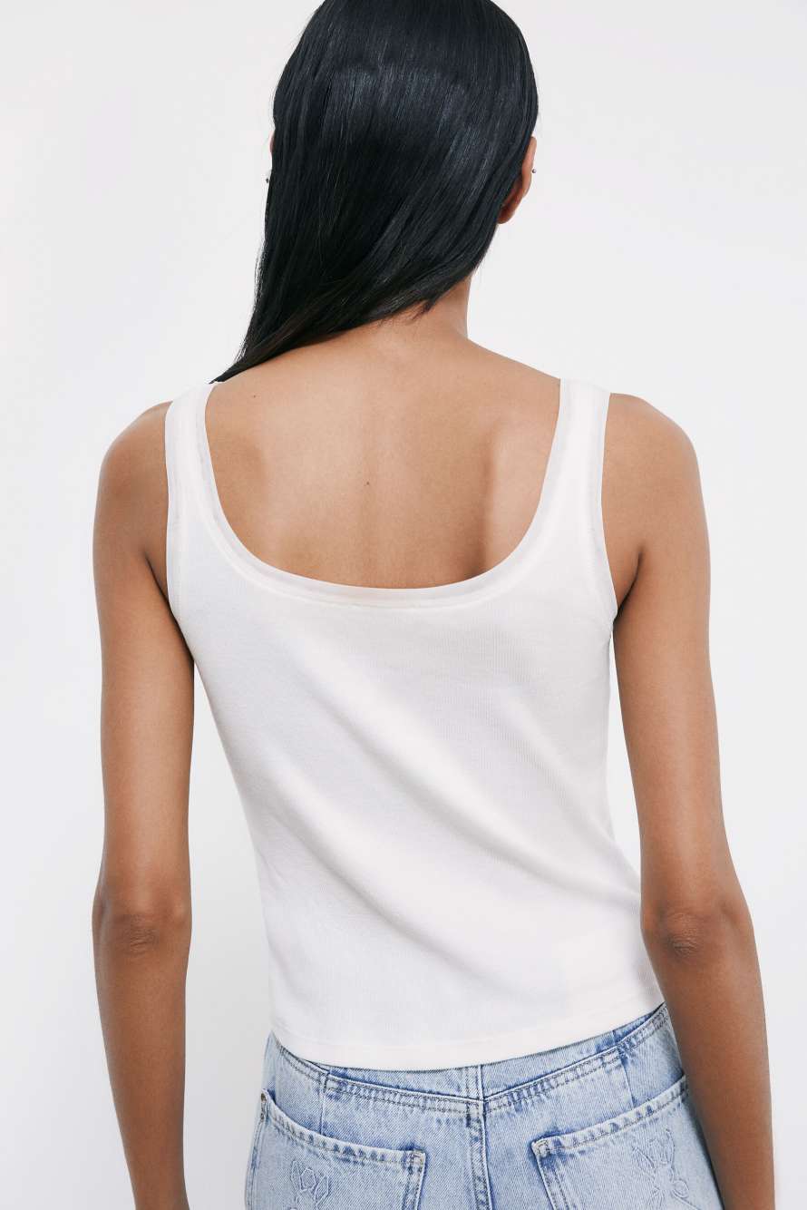 Ribbed top, White, Patrizia Pepe