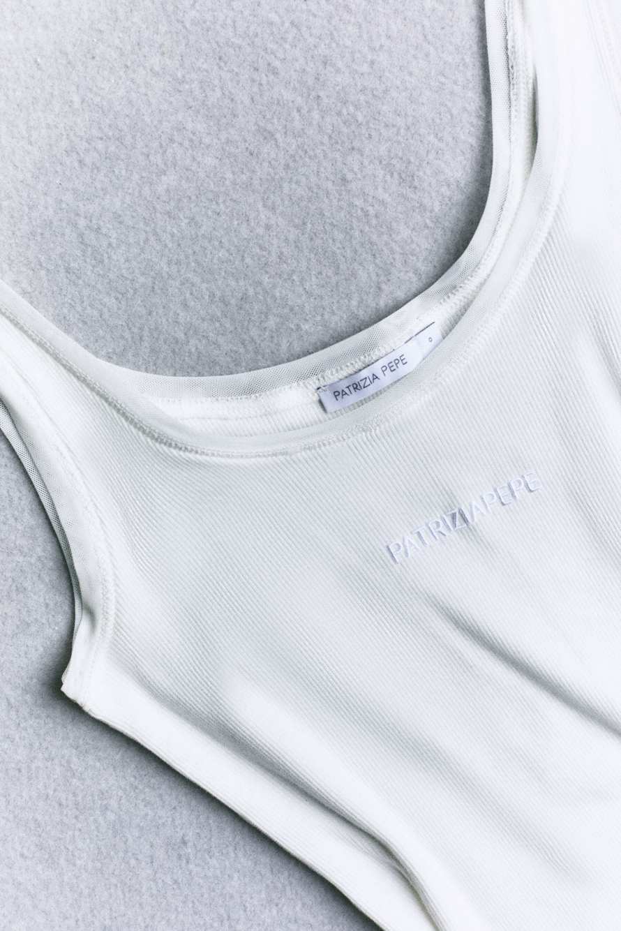 Ribbed top, White, Patrizia Pepe