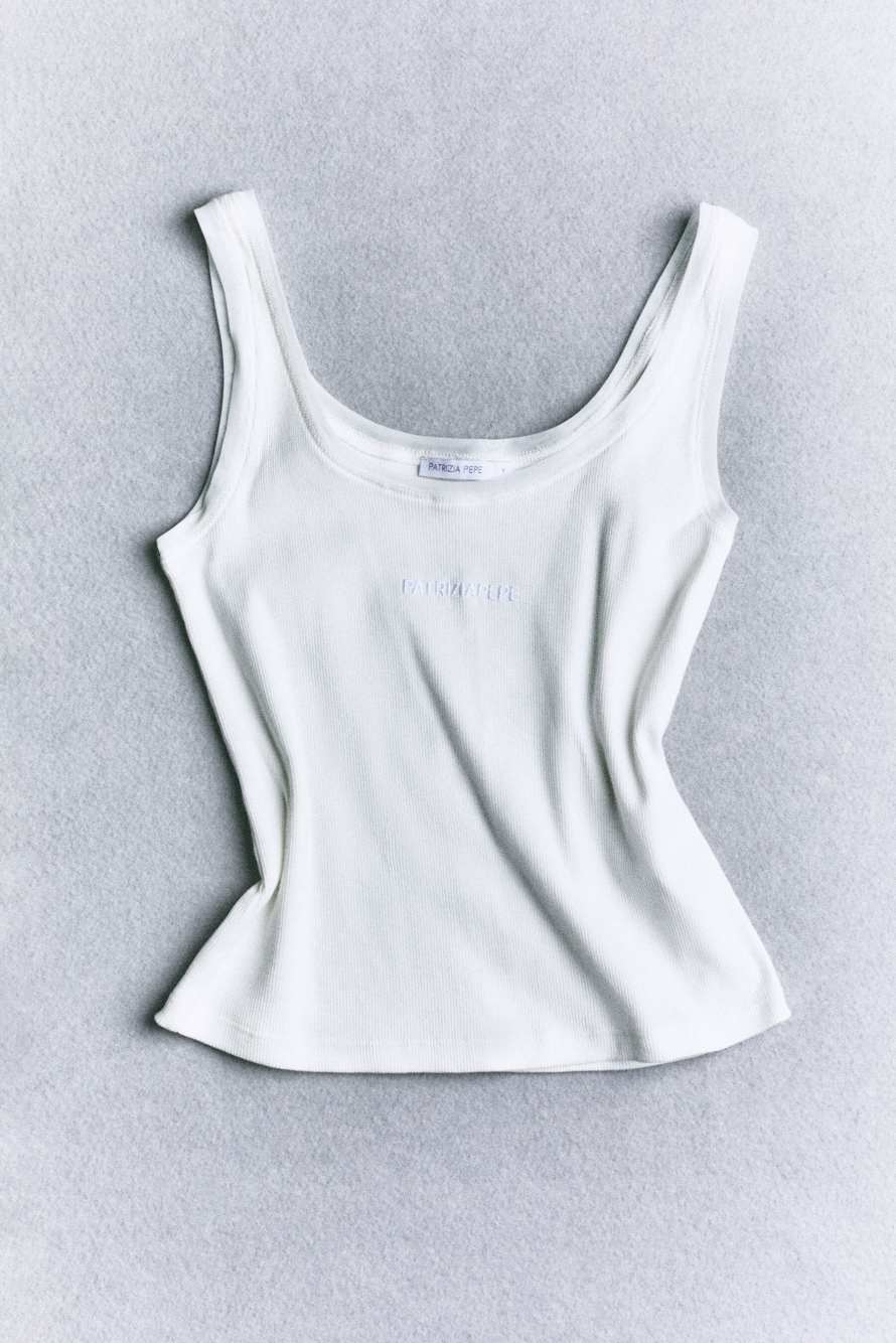 Ribbed top, White, Patrizia Pepe