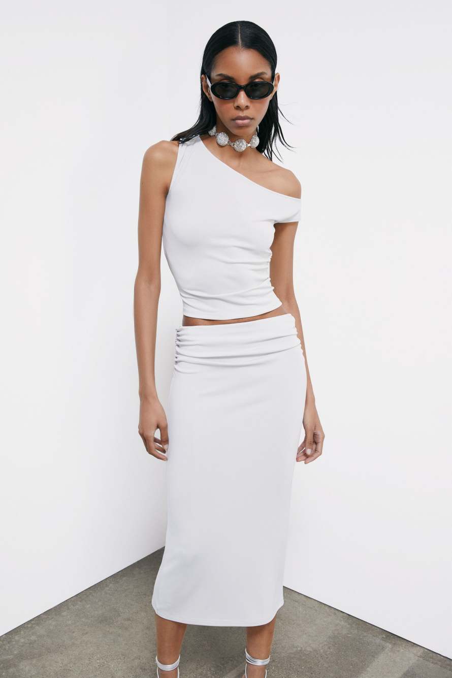 Asymmetrisches Top mit Drapierung, Grau, Patrizia Pepe