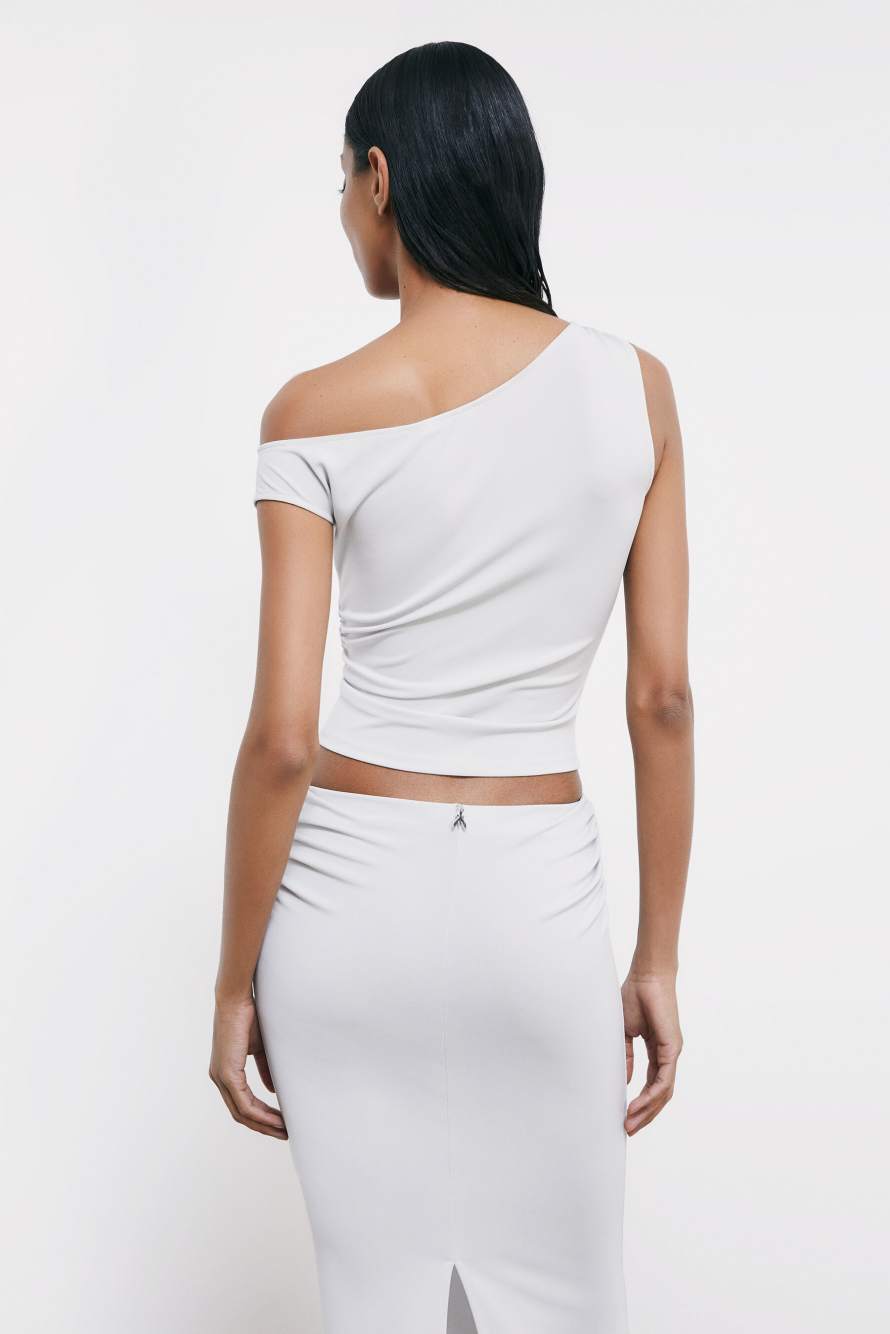 Asymmetrisches Top mit Drapierung, Grau, Patrizia Pepe