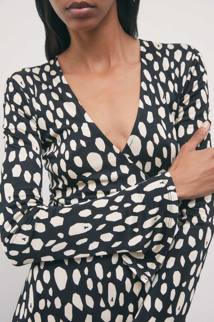Printed wrap mini dress in viscose-silk jersey, Abstract Fantasy, Patrizia Pepe