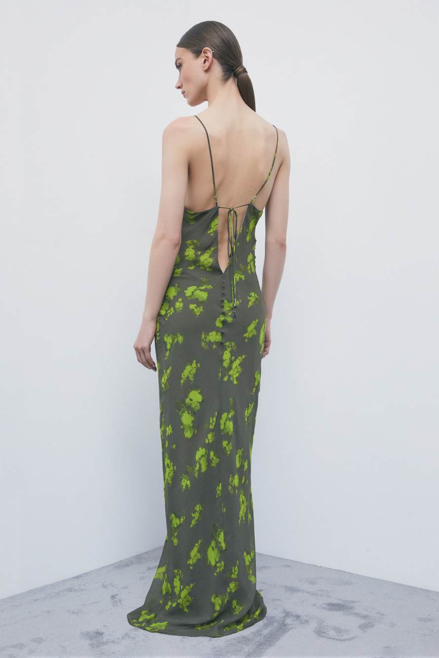Long printed chiffon slip dress, Abstract Fantasy, Patrizia Pepe