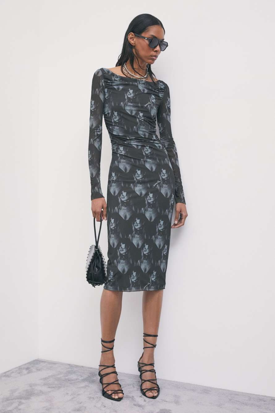 Midi dress with Patrizia all-over print, Abstract Fantasy, Patrizia Pepe