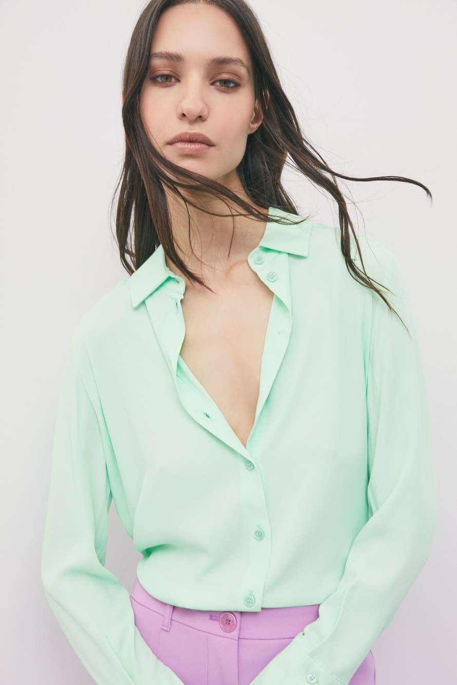 Chemise fluide en cr&ecirc;pe de viscose, Vert, Patrizia Pepe