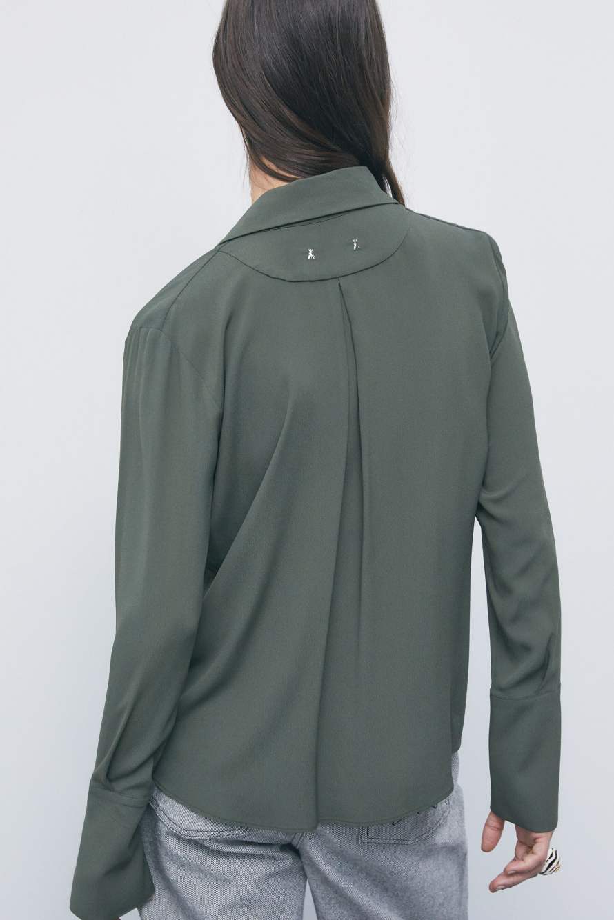 Fluid viscose cr&ecirc;pe shirt, Green, Patrizia Pepe