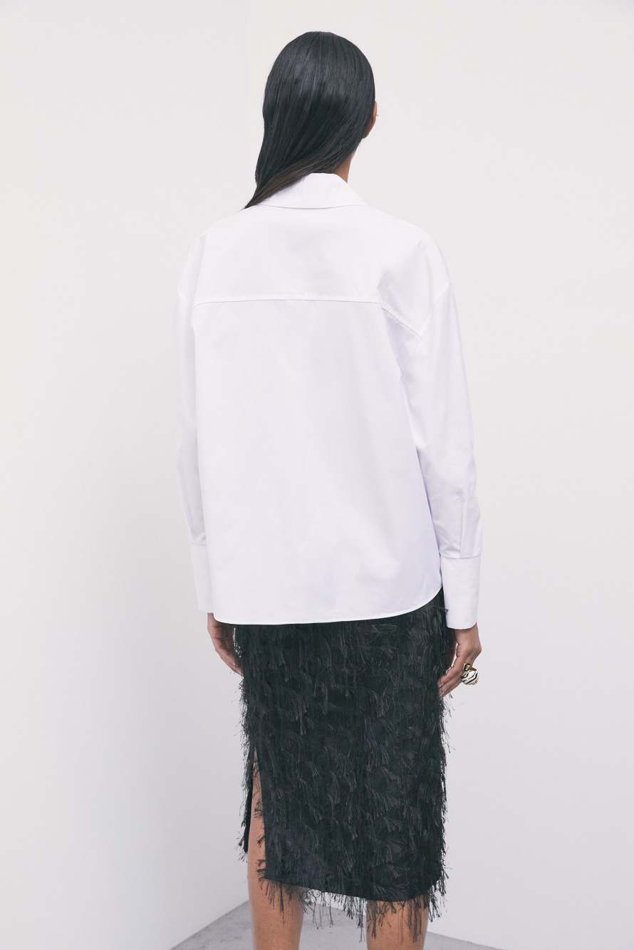 Cotton shirt with lace-up detail, White, Patrizia Pepe