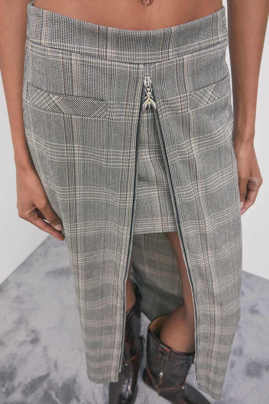 Gonna lunga a quadri con zip, Fantasia astratta, Patrizia Pepe