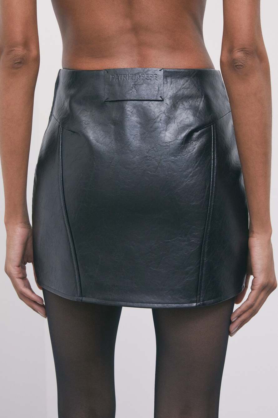 Coated mini skirt, Black, Patrizia Pepe