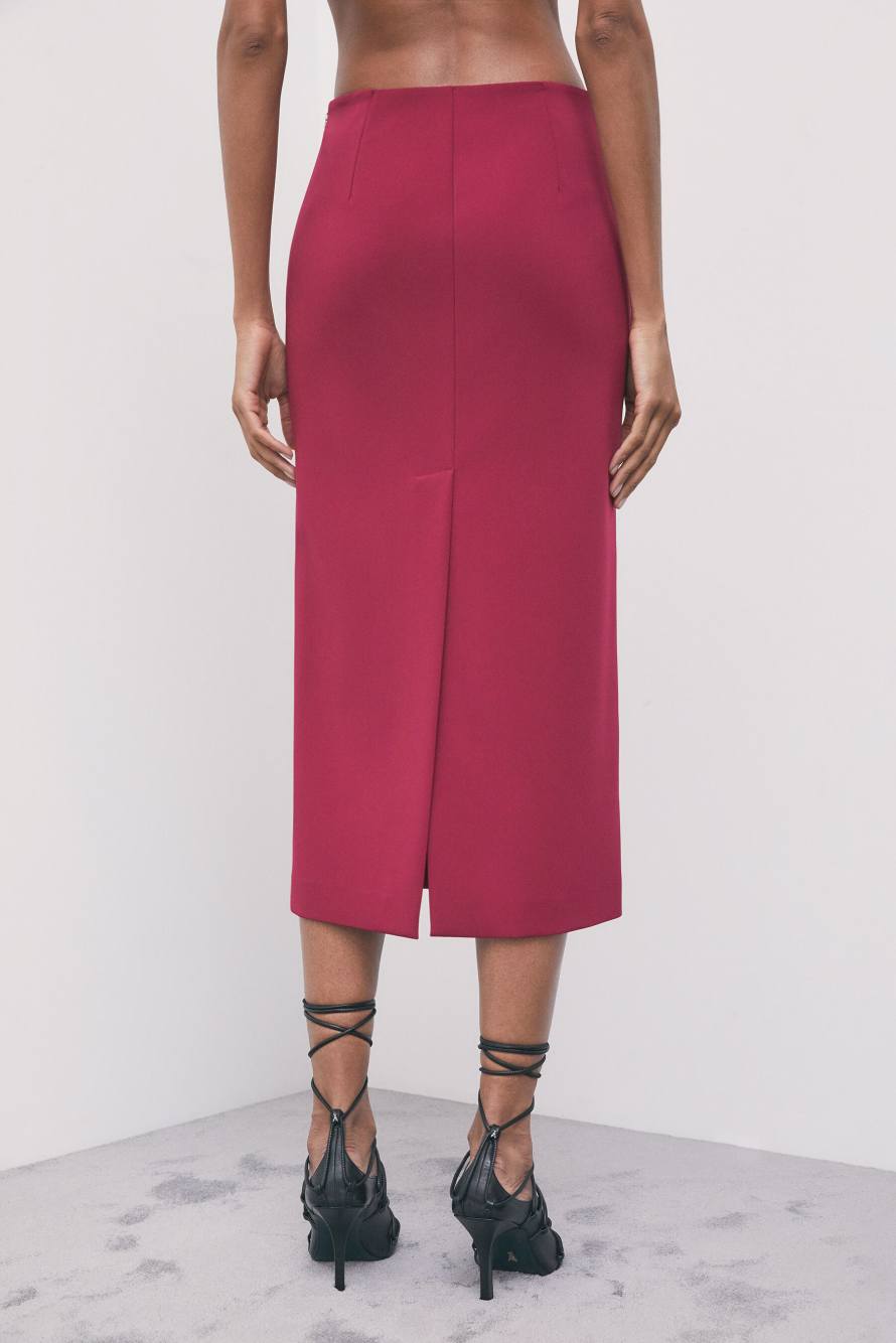 Cr&ecirc;pe midi skirt, Red, Patrizia Pepe