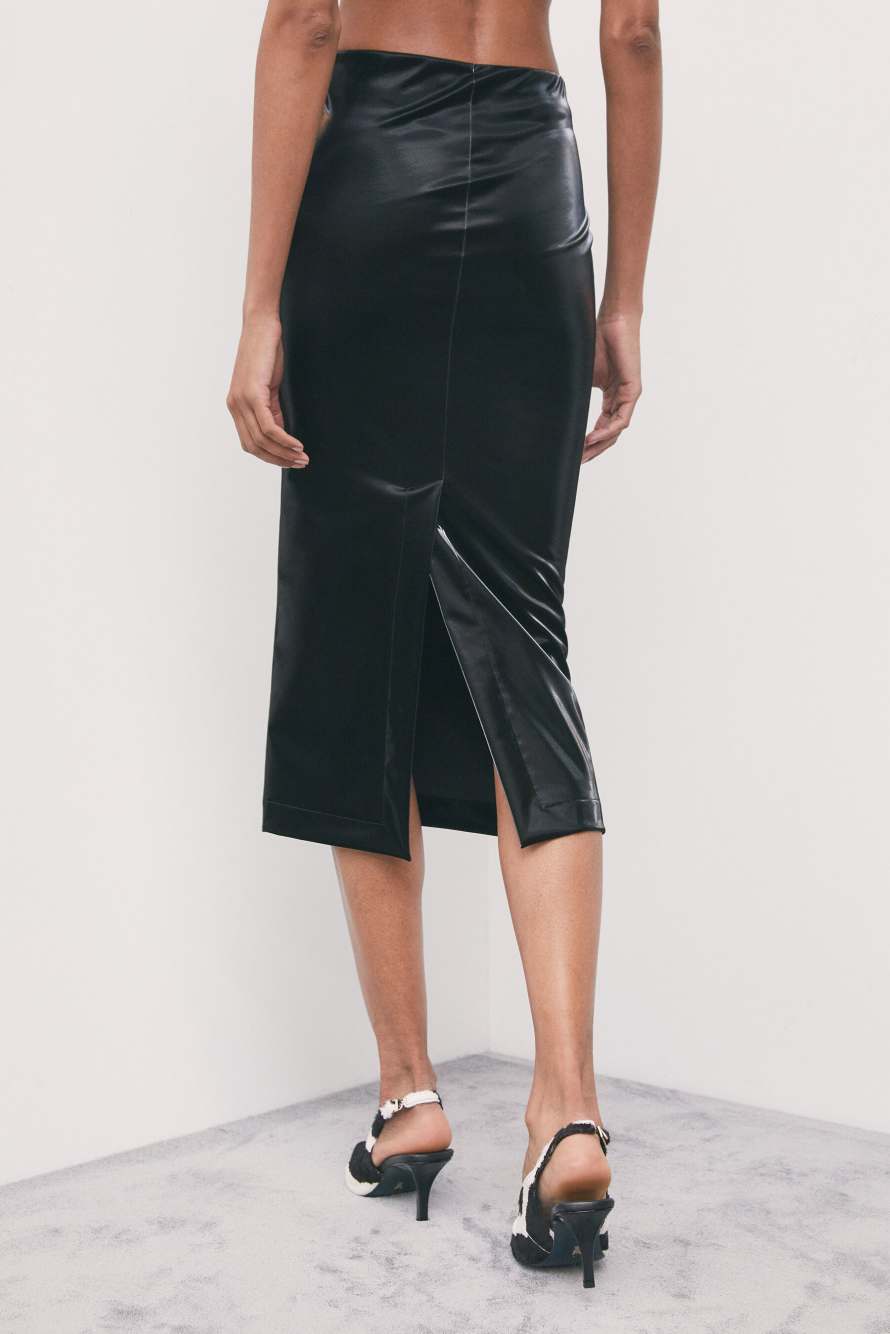 Vinyl midi skirt, Black, Patrizia Pepe