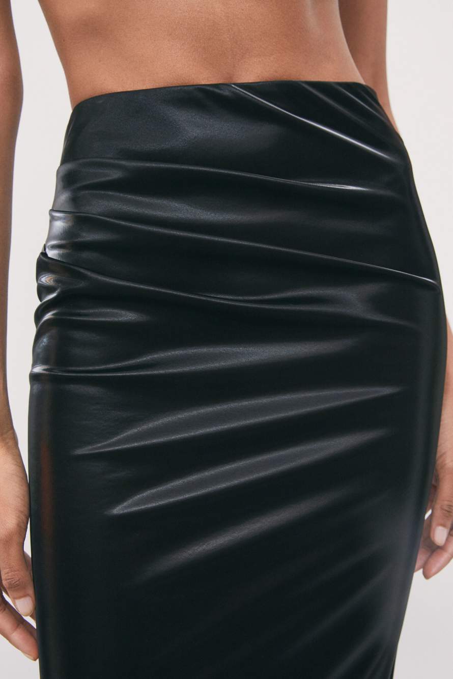 Vinyl midi skirt, Black, Patrizia Pepe
