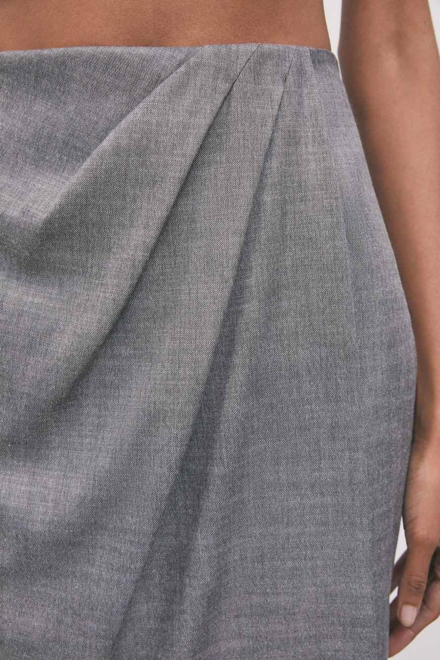 Drapped flannel midi skirt, Grey, Patrizia Pepe