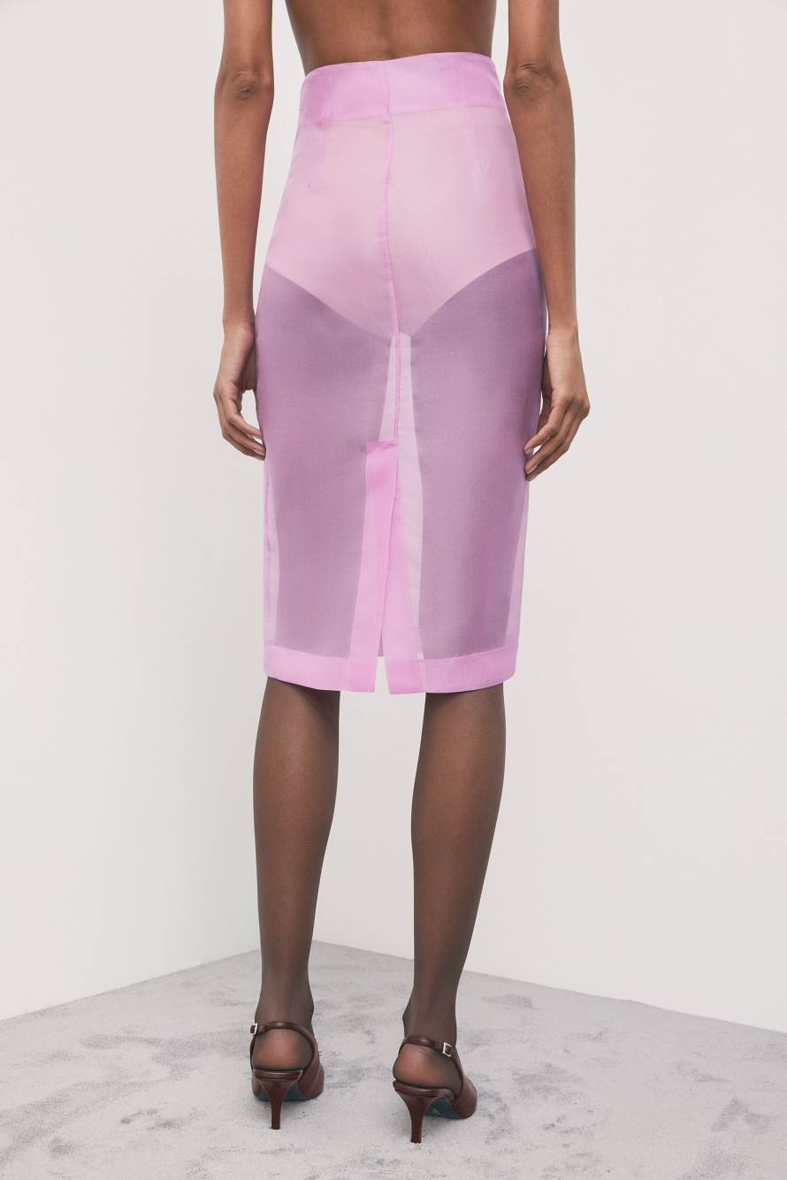 Silk organza midi skirt, Pink, Patrizia Pepe