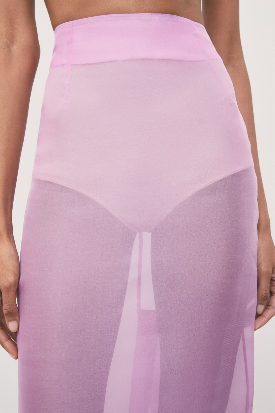 Silk organza midi skirt, Pink, Patrizia Pepe