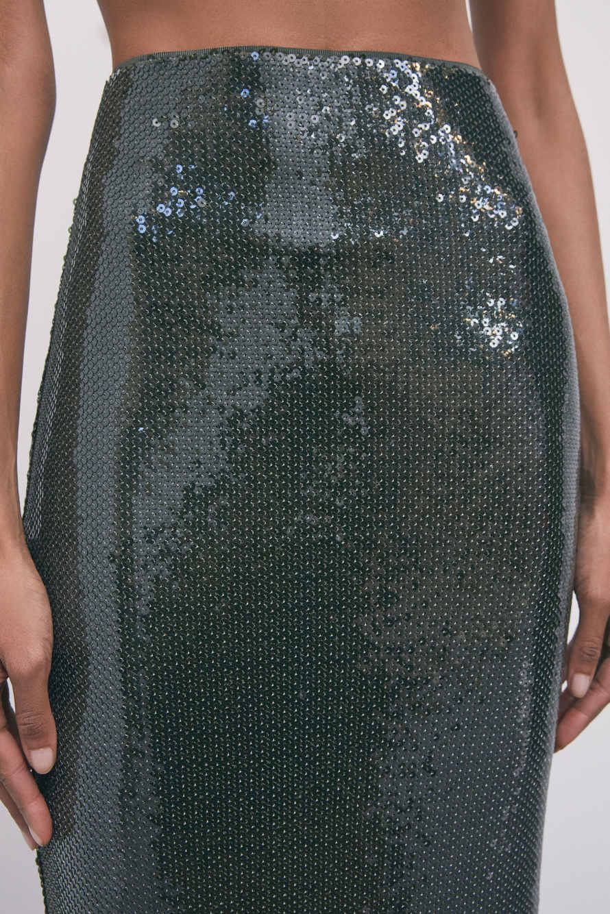 Sequined long tulle skirt, Green, Patrizia Pepe