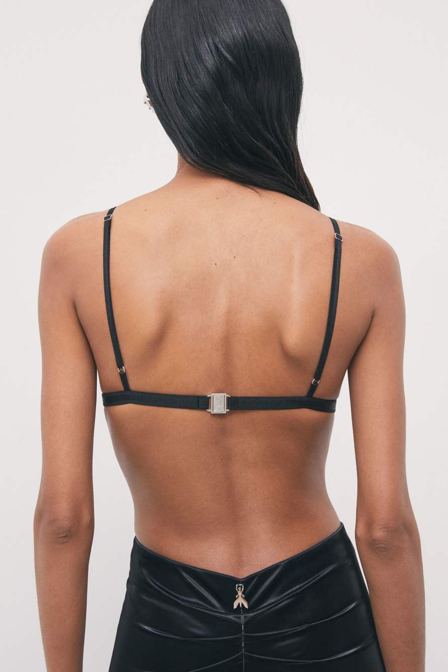 Vinyl triangle bra, Black, Patrizia Pepe