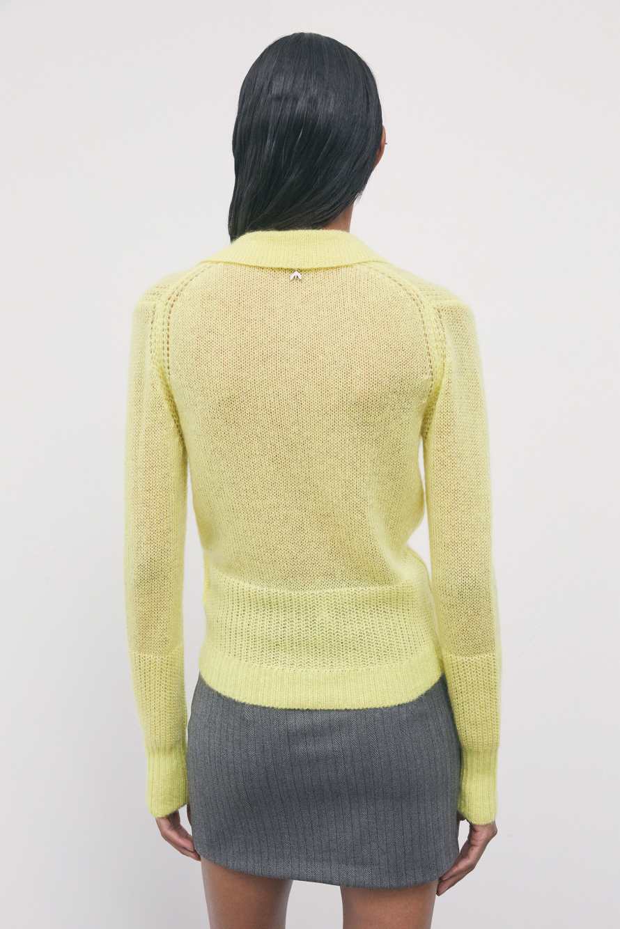 Polo knit in mohair-wool blend, Yellow, Patrizia Pepe