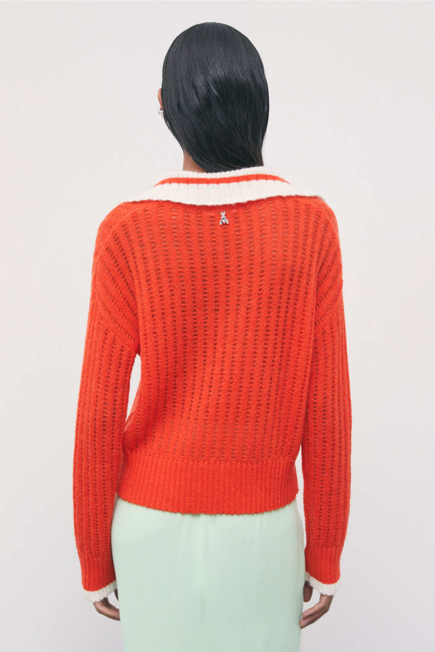 Wool-mohair blend polo sweater, Orange, Patrizia Pepe