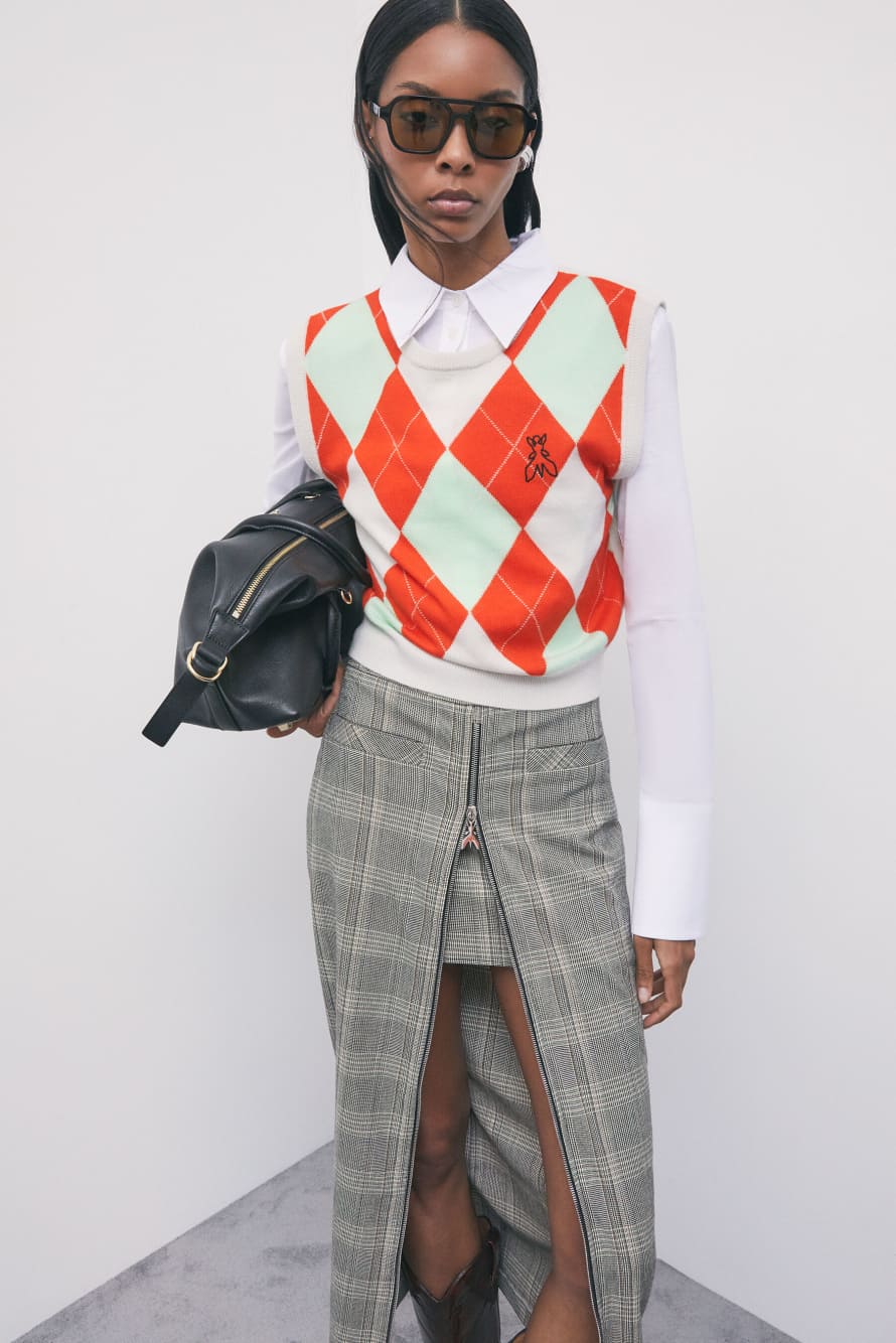 Pure wool knit vest with diamond pattern, Multicolor, Patrizia Pepe