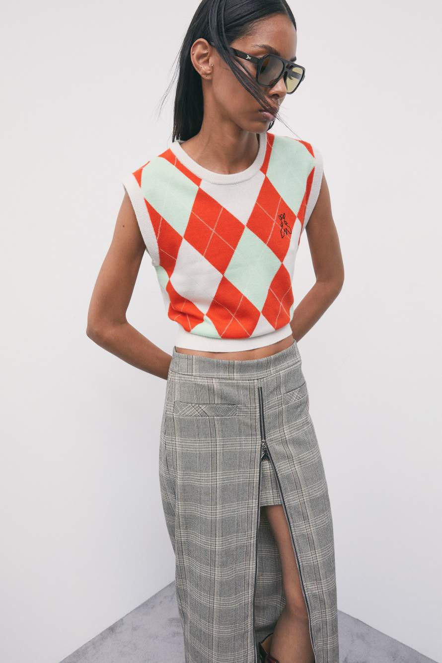 Pure wool knit vest with diamond pattern, Multicolor, Patrizia Pepe