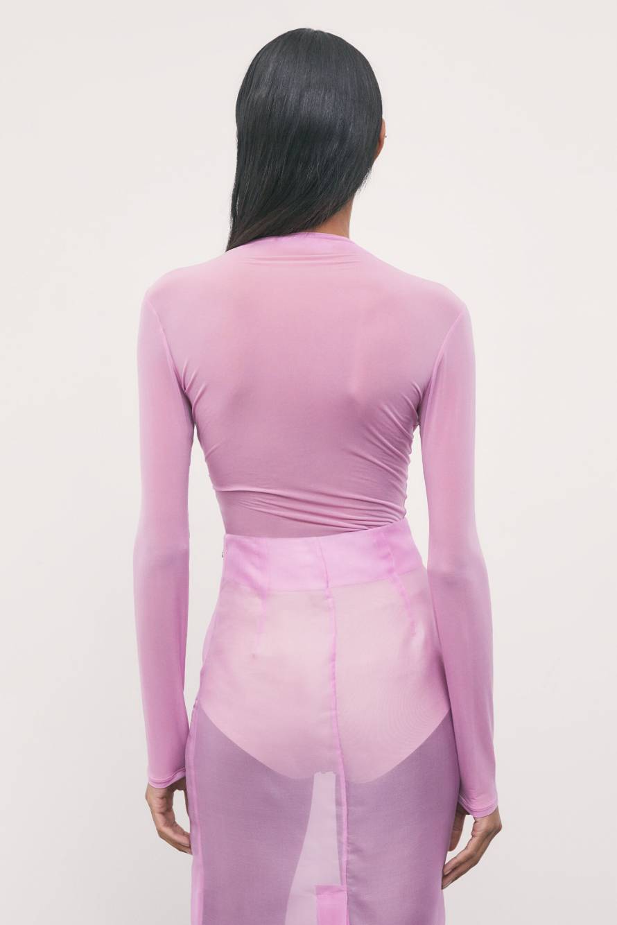 Sheer draped cupro top, Pink, Patrizia Pepe