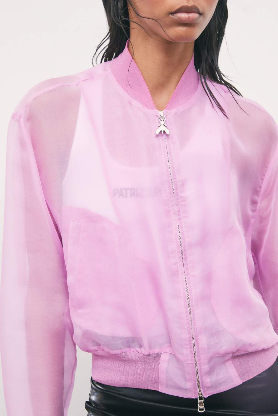 Silk organza bomber jacket, Pink, Patrizia Pepe