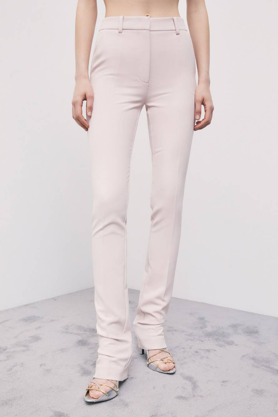 Slim-fit cr&ecirc;pe stretch trousers, Pink, Patrizia Pepe