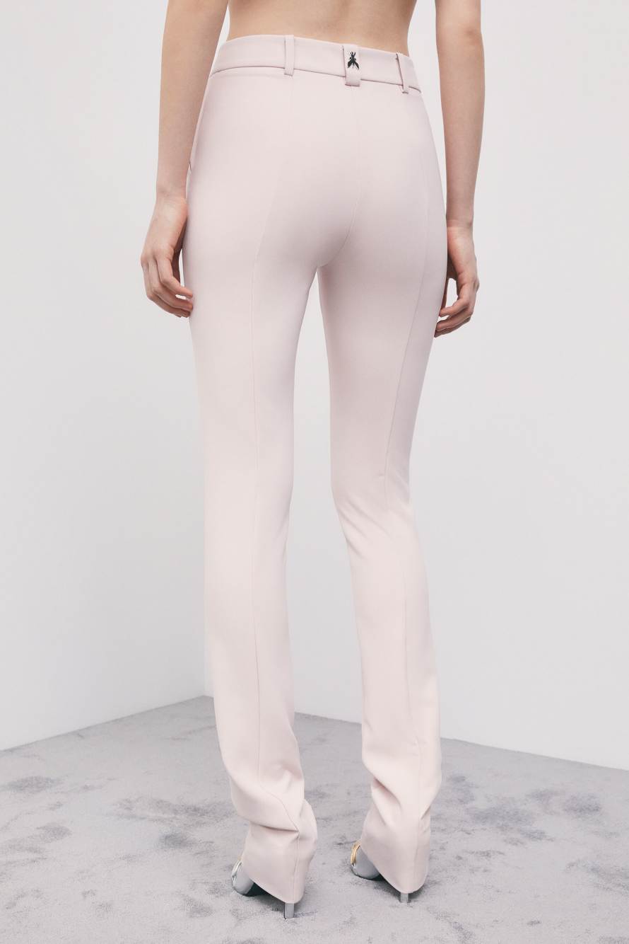 Slim-fit cr&ecirc;pe stretch trousers, Pink, Patrizia Pepe