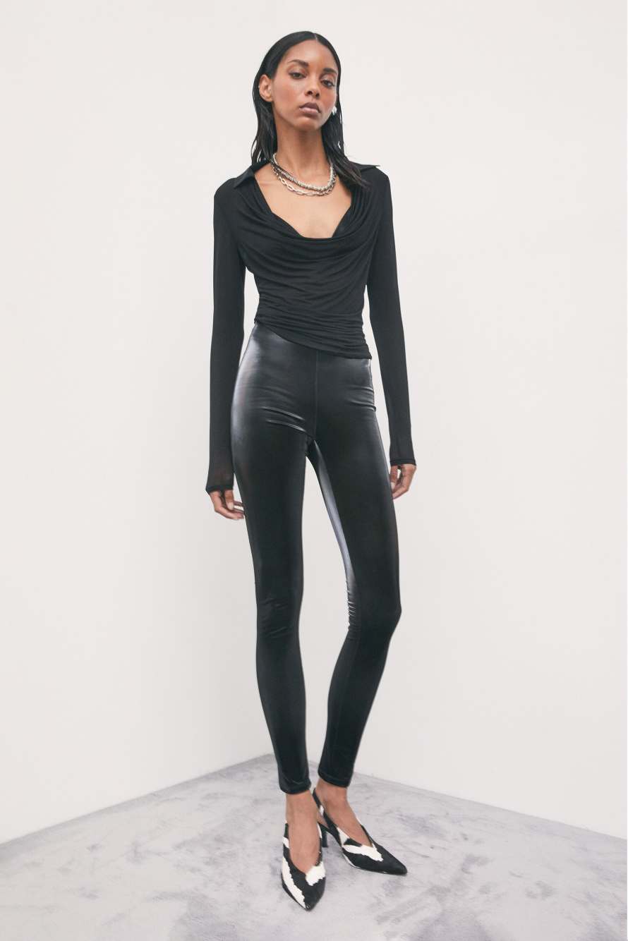 Coated leggings, Black, Patrizia Pepe