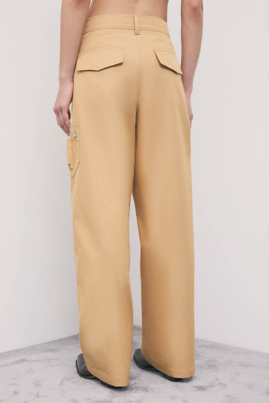 Pantalon droit utility en m&eacute;lange de coton, Beige, Patrizia Pepe