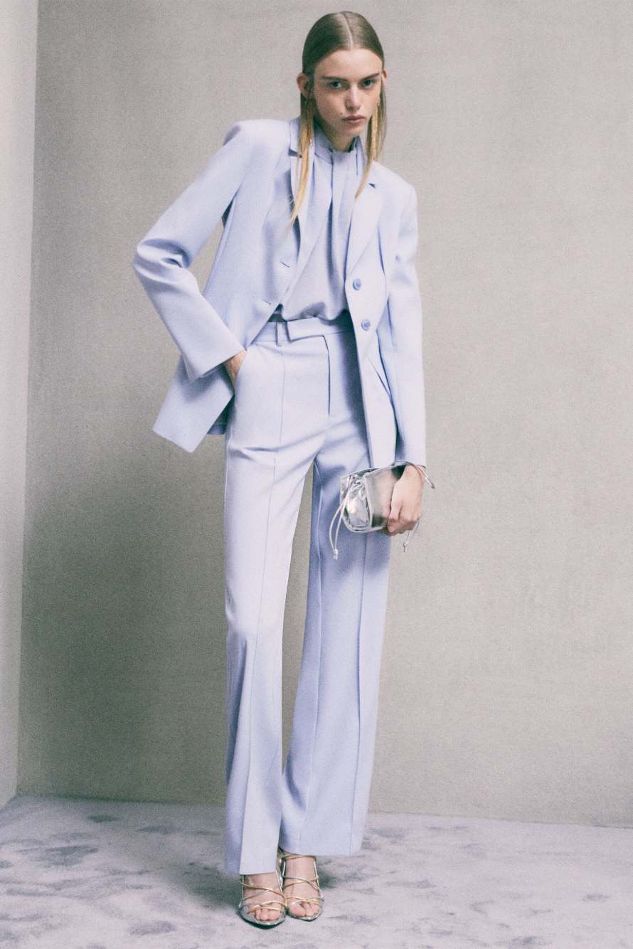 Low-waist tailored wide-leg trousers, Light Blue, Patrizia Pepe
